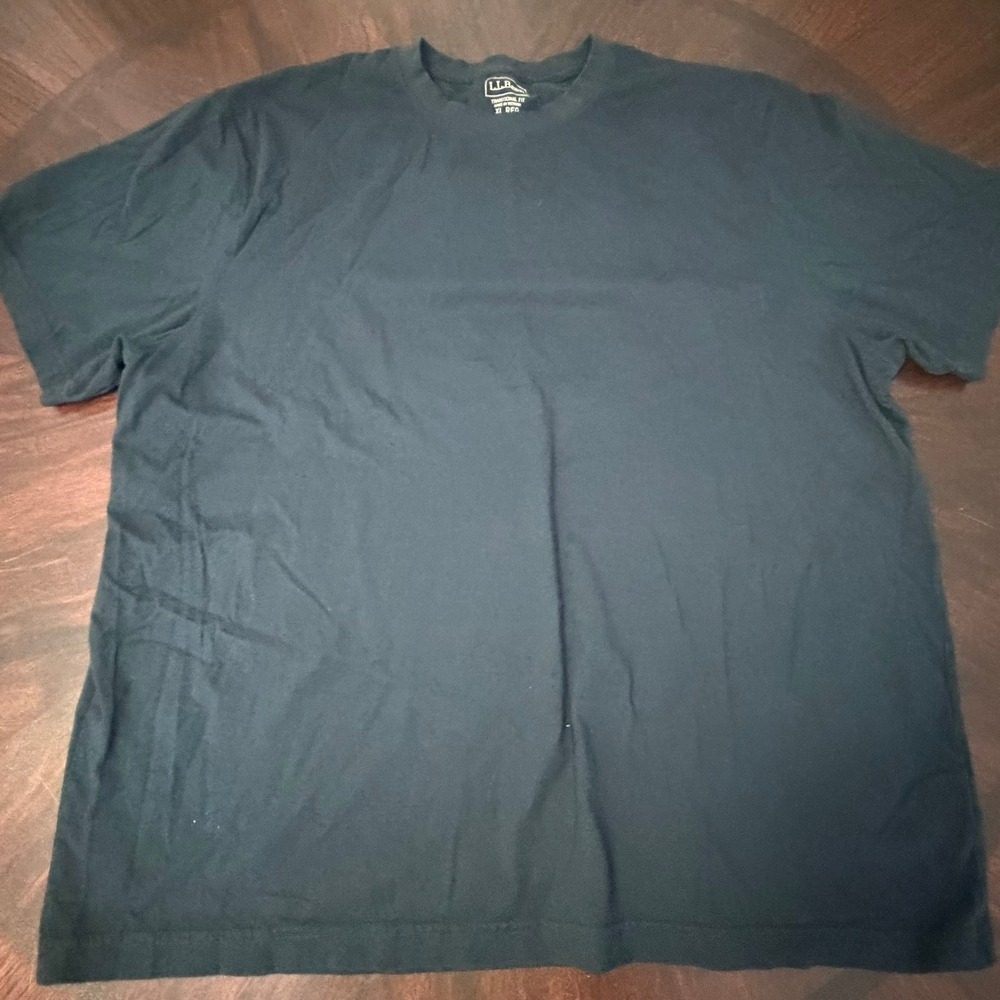 LL Bean Mens Traditional Fit Short Sleeve Blank T-Shirt Navy Blue XL REG